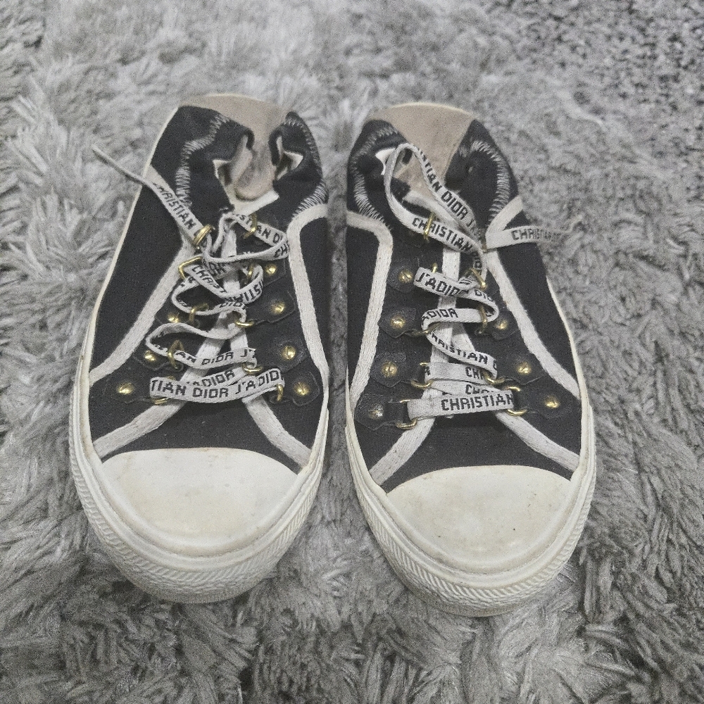 Christian Dior Walk N Dior Slip On Low Top Sneakers Shoes Black White Gray 36 6